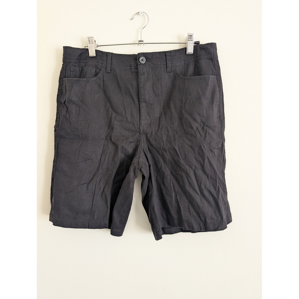 NYDJ Womens Grey Linen Blend Bermuda Walking Shorts Size 6 casual modest gorp